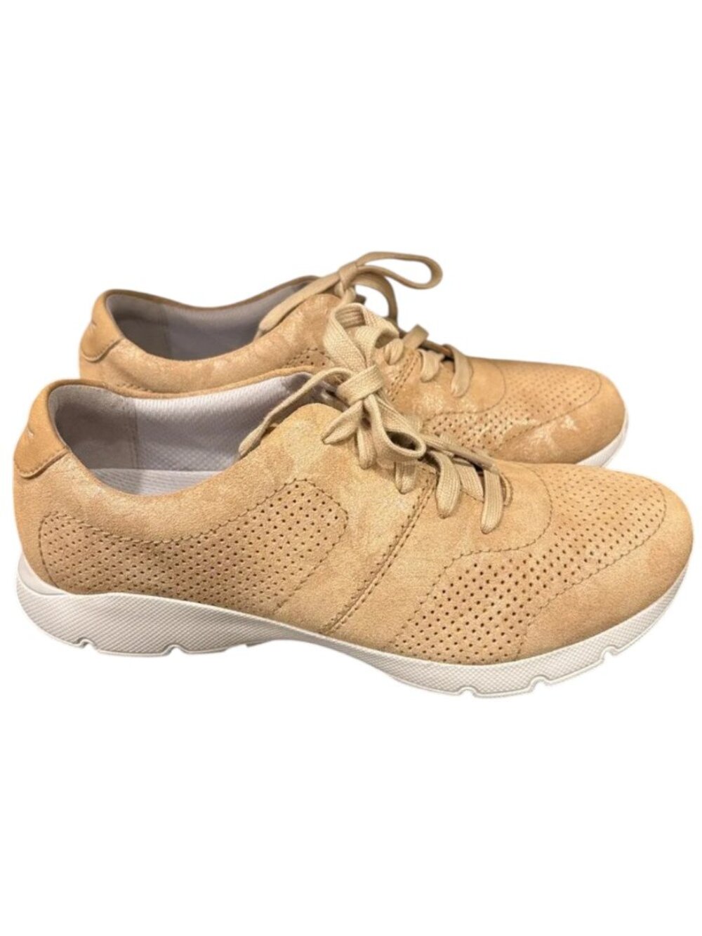 Women's Lightweight Perforated Lace-Up Sneaker in Tan